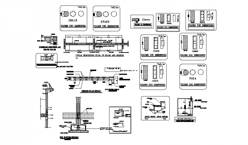 Steel framing and foundation section plan layout file