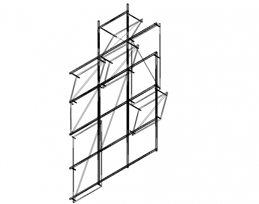 Steel framing isometric view detail dwg file