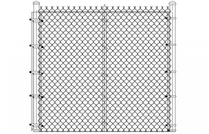 Steel grill detail elevation 2d drawing in autocad