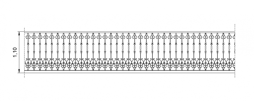 Steel railing for stair detail elevation 2d view CAD blocks dwg file