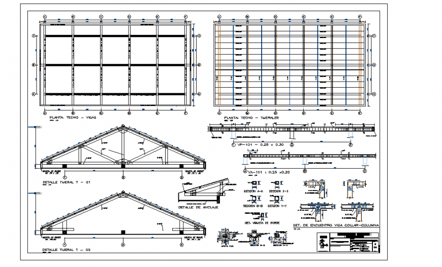 Steel Roof Construction Detail in autocad File