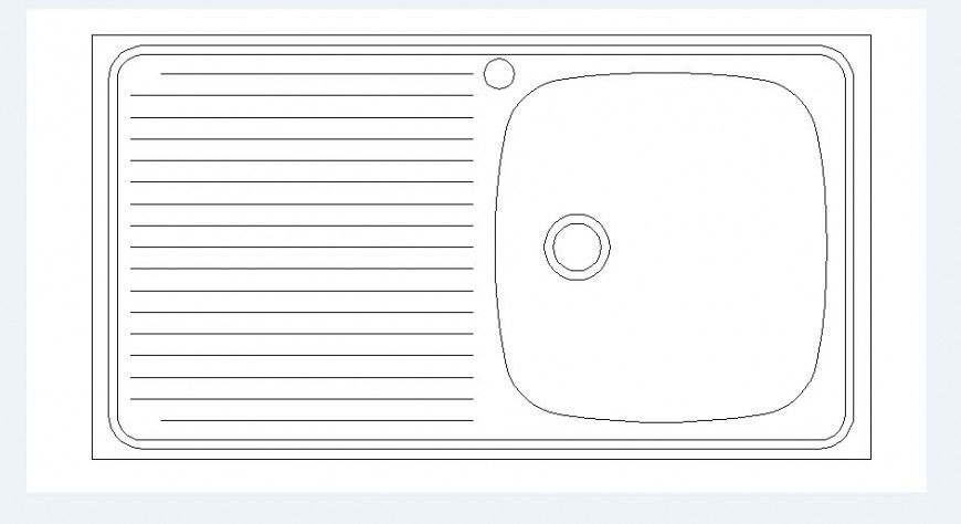 Steel single sink elevation block cad drawing details dwg file