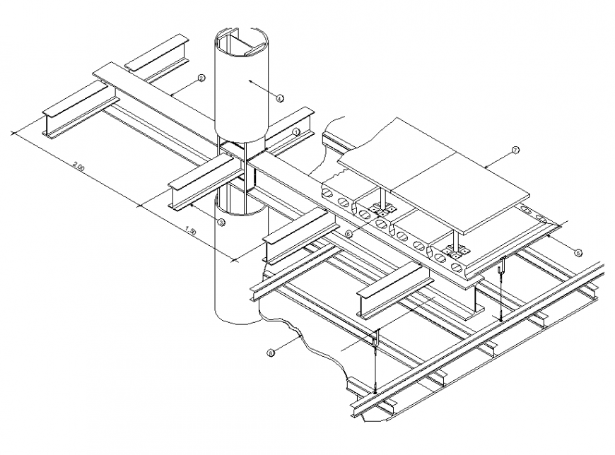 Steel structure detail sectional layout autocad file