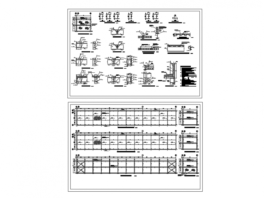 Steel structure office with constructive details dwg file