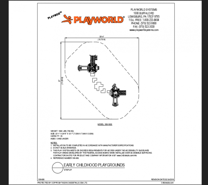 Step up play park early childhood theme park model structure details dwg file