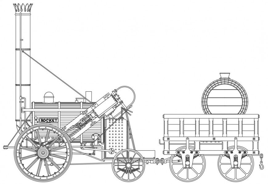 Stephenson's old rocket truck elevation cad drawing details dwg file