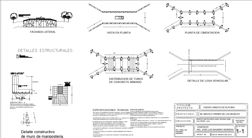 Stone bridge detail drawing in dwg file.