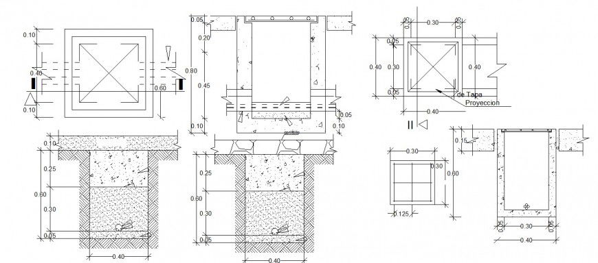Stone bridge for park section and construction details dwg file