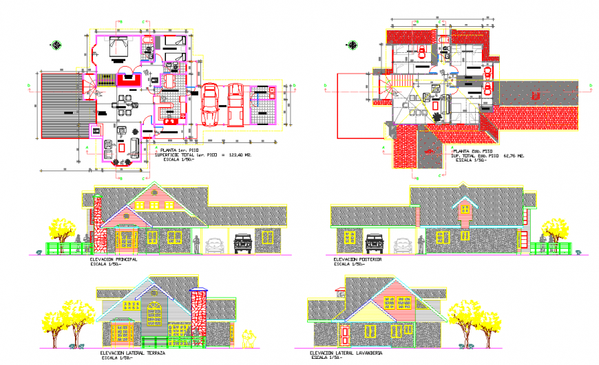 Stone house working drawing in dwg file.