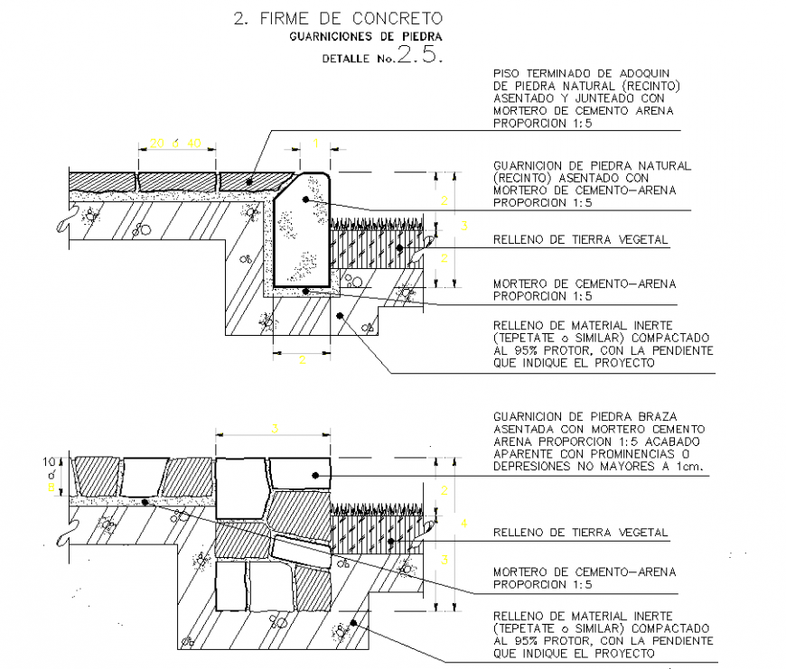 Stone in foundation section plan dwg file