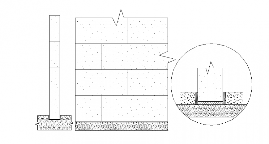 Stone mansory detail design and section