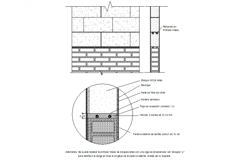 Stone to wall section autocad file