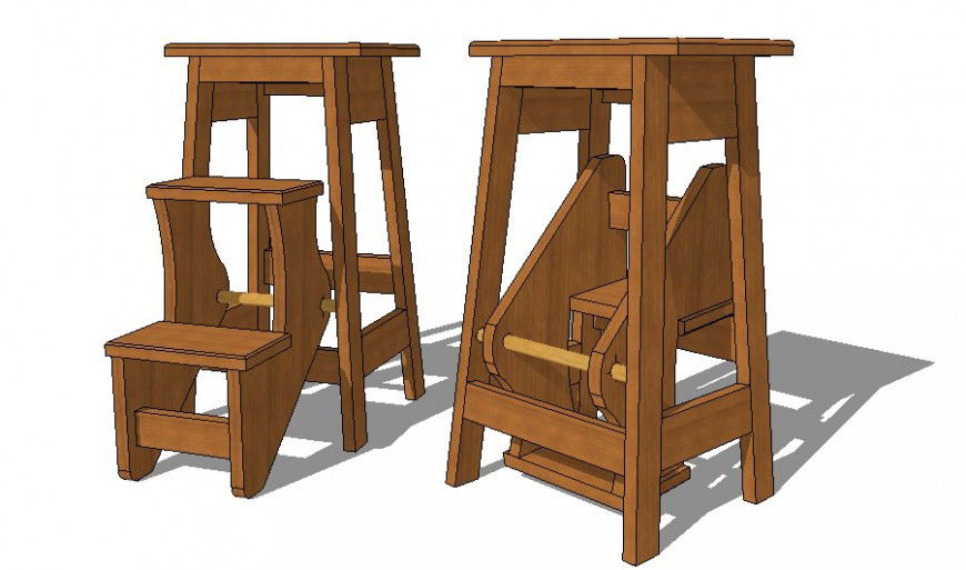 Stool table detail 3d model furniture block sketch-up file