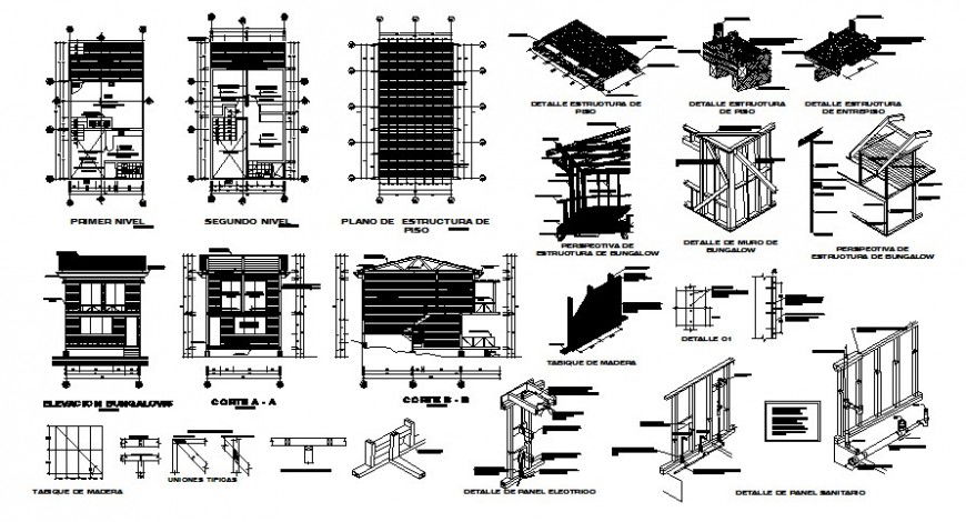 Storage building drawings details plan elevation autocad file