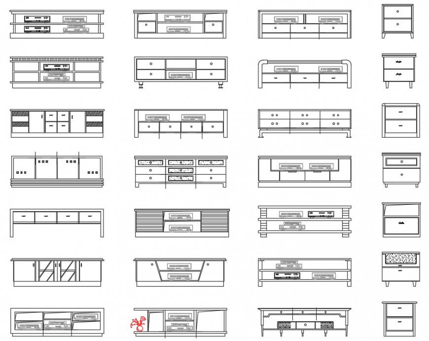 Storage cabinet 2d front view model file
