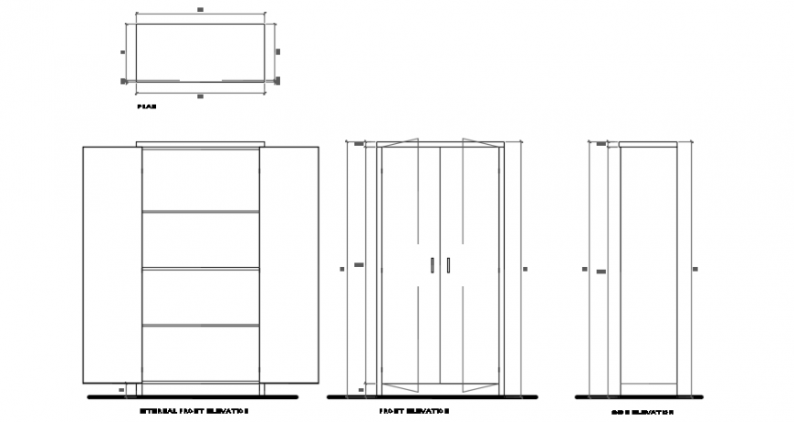Storage cabinet all side elevation detailing file
