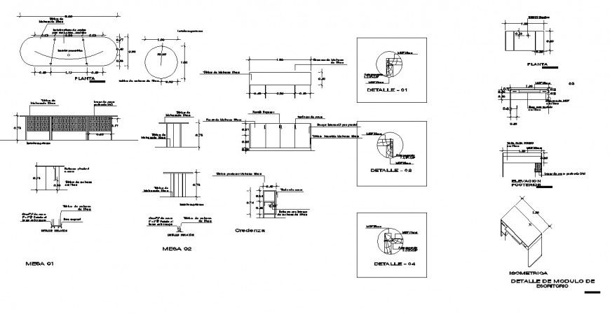 Storage table and study table working drawing in dwg file.