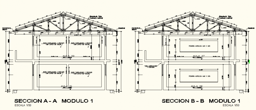 Store building detail elevation and section layout file