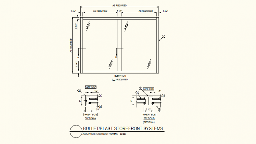 Store detail plan and section detail dwg file