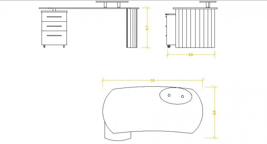 Store table all sided elevation block cad drawing details dwg file
