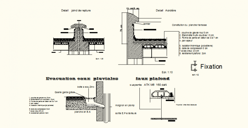 Storm-water evacuation channel section detail 2d view layout autocad file