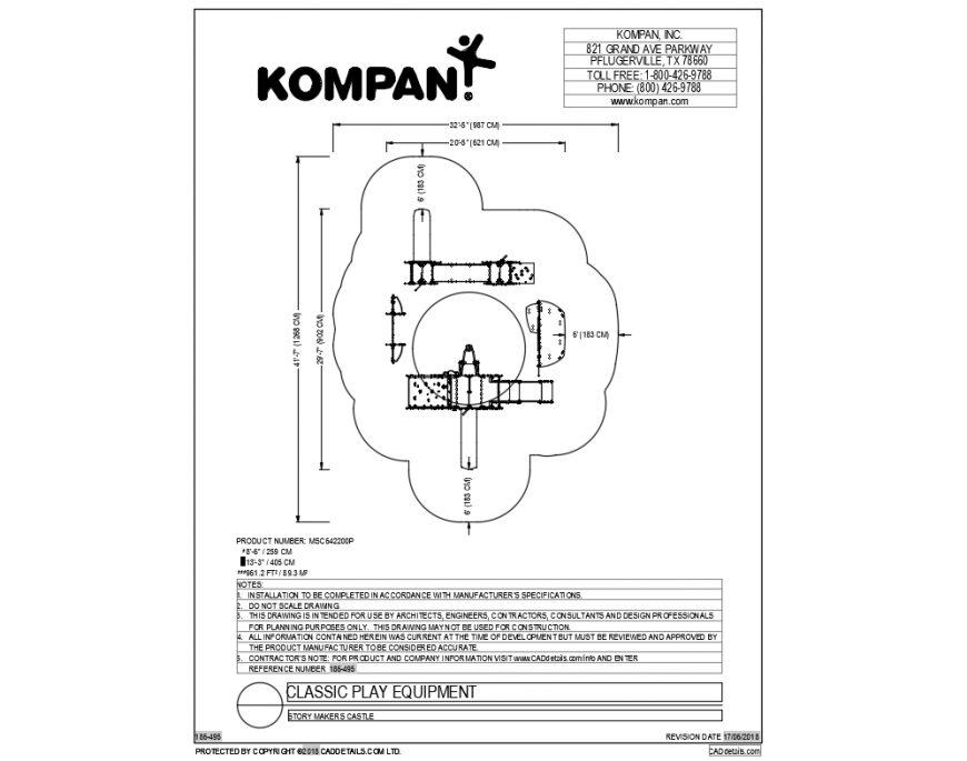 Story makers castle play equipment of garden details dwg file