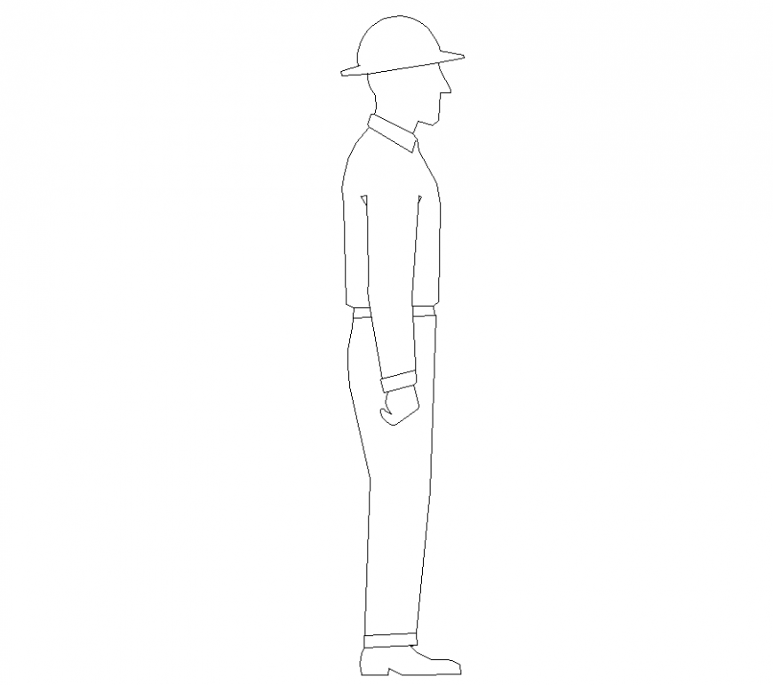 Straight position in left direction of engineer people block dwg file