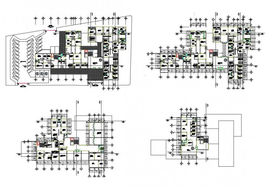 Strategic health center distribution plan and floor plan details dwg file
