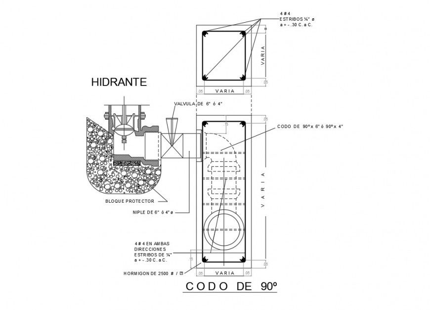 Street hydrant plan and section layout file