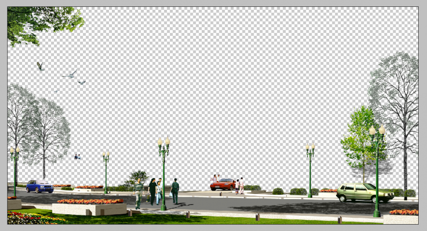 Street layout detail elevation 3d model PSD file