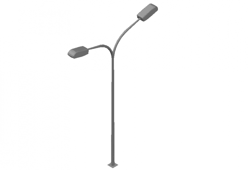 Street light 2d model front view detail dwg file