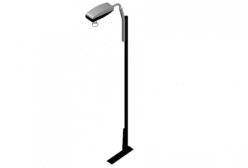 Street light 2d model side view detail dwg