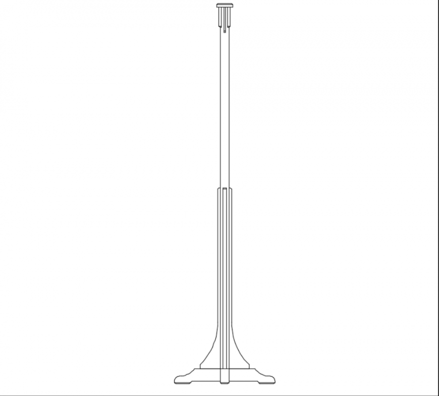Street light pole front view cad drawing details dwg file