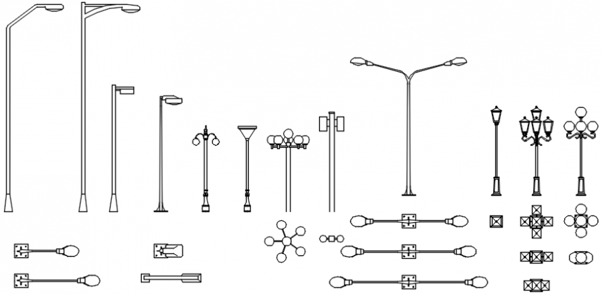 Street lights sectional elevation model file details