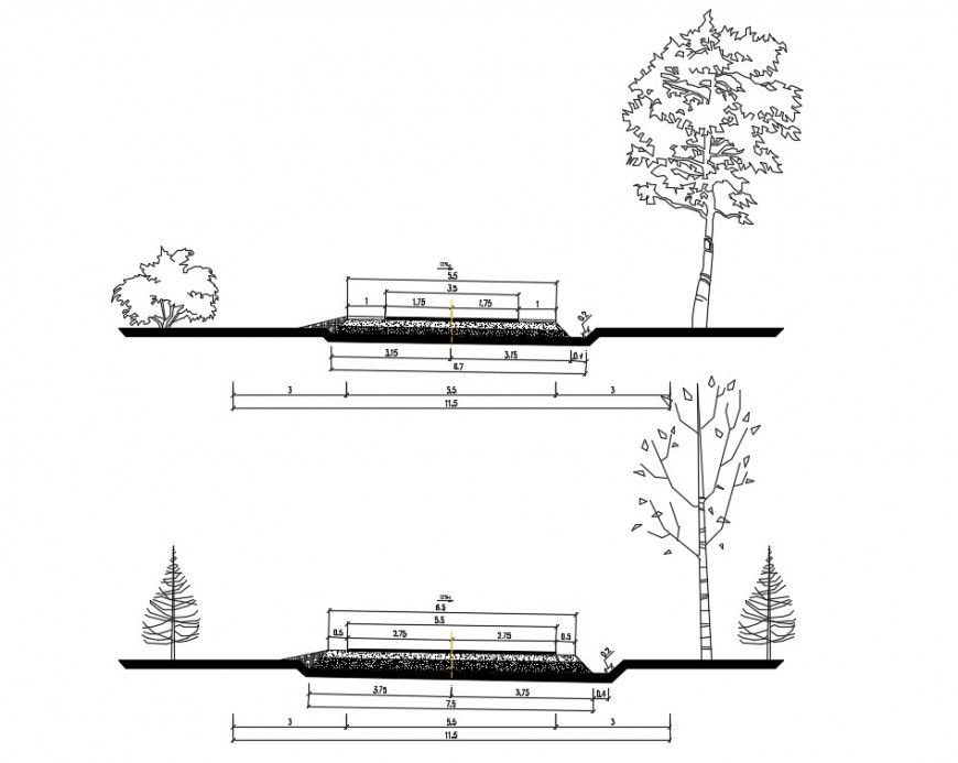 Street section and constructive structure details dwg file