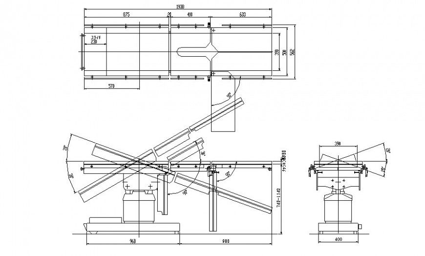 Stretcher bed elevation 2d drawing of hospital block dwg file