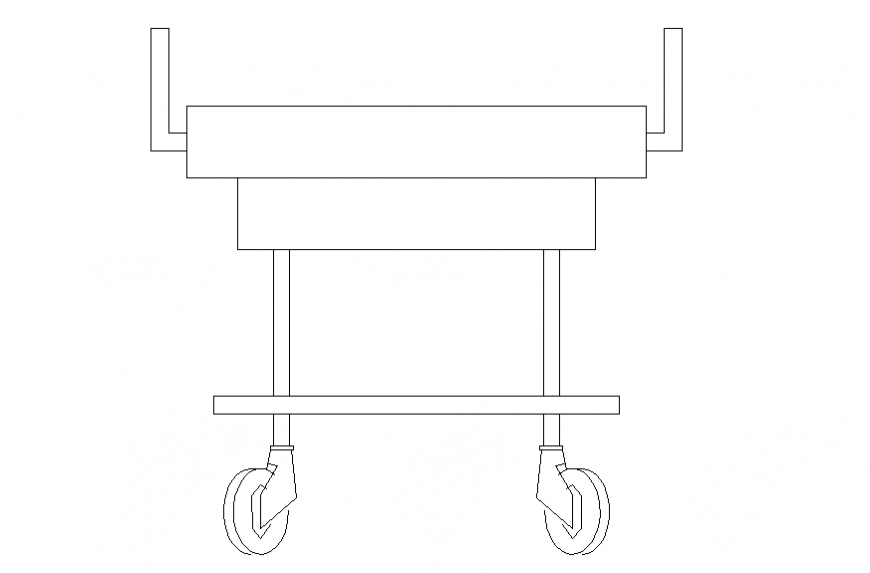 Stretcher front view elevation cad block details dwg file