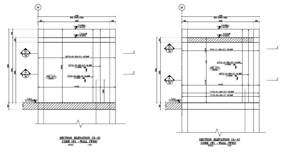 structural detail plan with section and elevation .