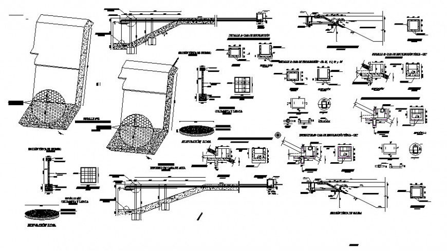 Structural blocks drawings 2d view section dwg file