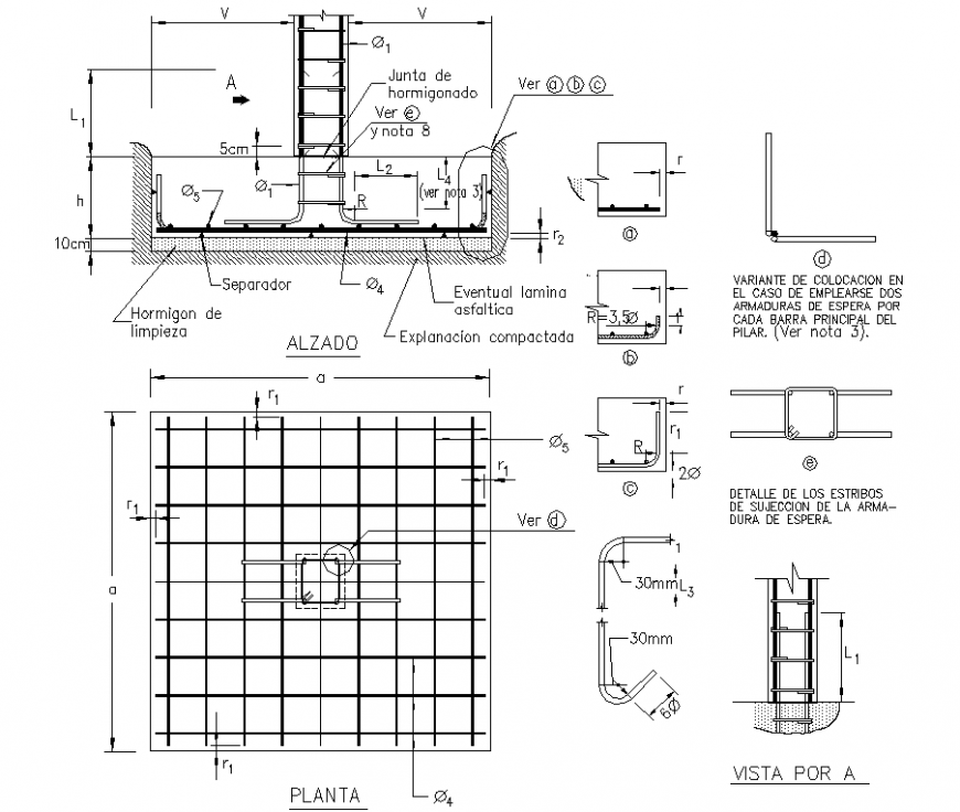 Structural detail drawing of the column in dwg AutoCAD file.