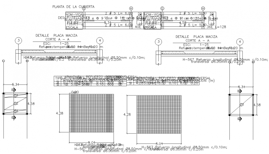 Structural detail drawing of the slab in dwg AutoCAD file.