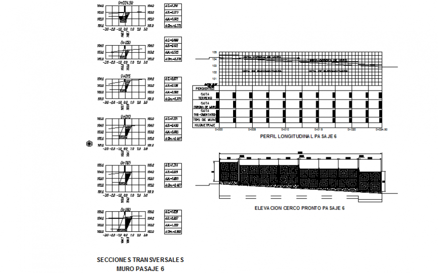 Structural detail of boundary wall drawing in dwg file.