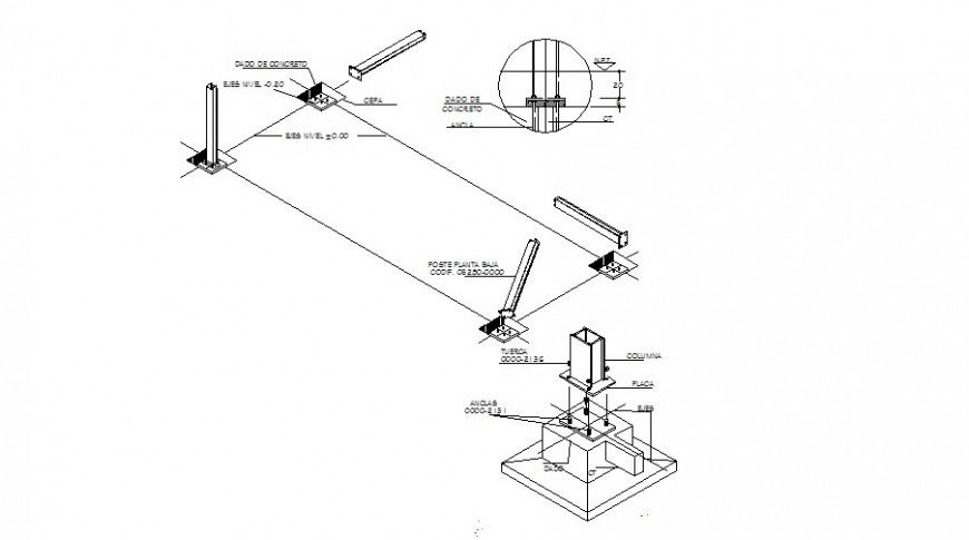 Structural detail of column 2d view layout autocad file