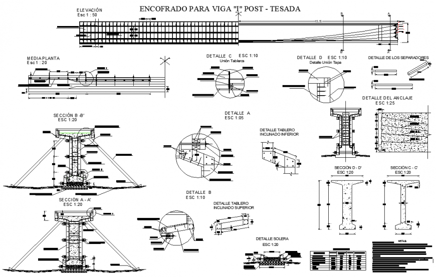 Structural detail of joints and columns.