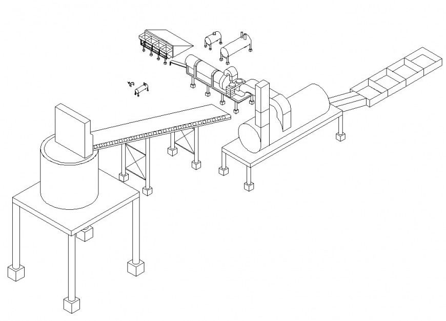 Structural detail of machine 2d view layout file in autocad format