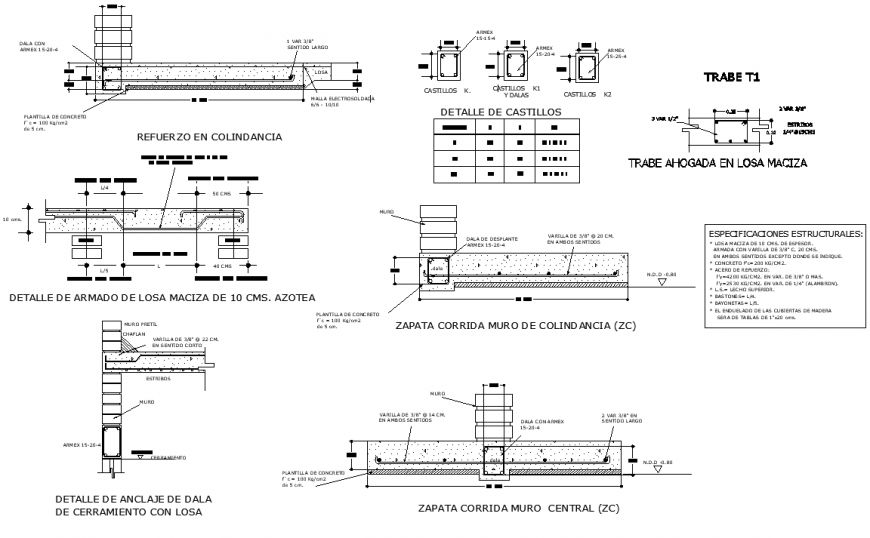 Structural detail with specifications detail.