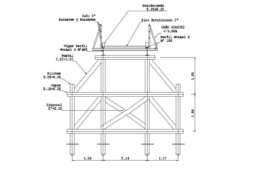 Structural details of bridge 2d view CAD construction details autocad file