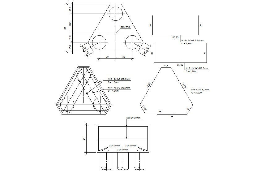 Structural details of foundation drawing in autocad