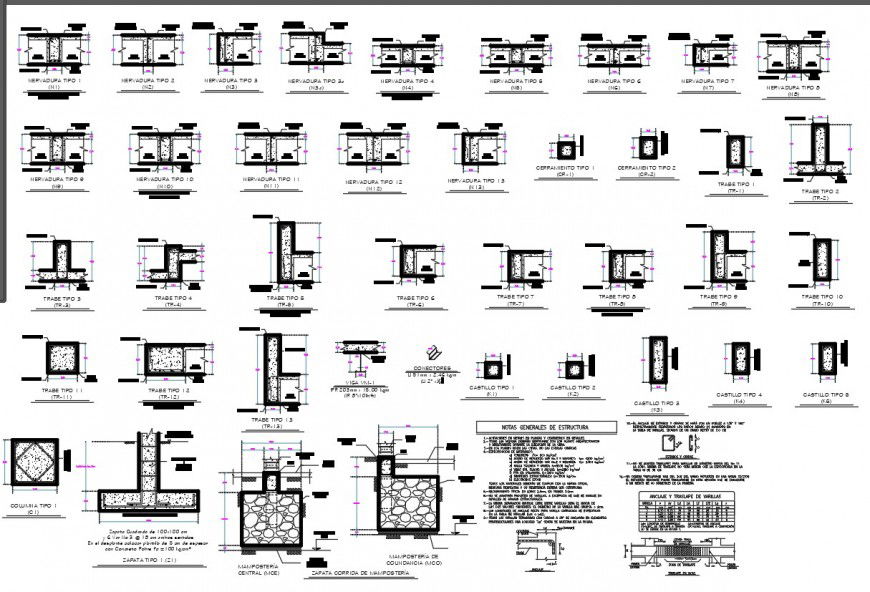 Structural details reinforced concrete plan autocad file