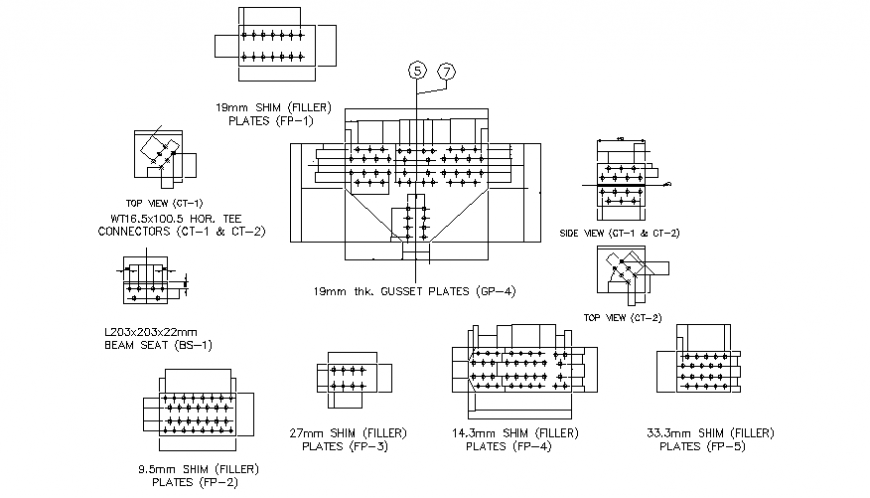 Structural details steel bridge Philippines section plan autocad file